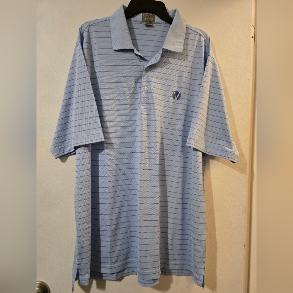 Fennec Golf Polo Blue With Purple Stripe | Size XL